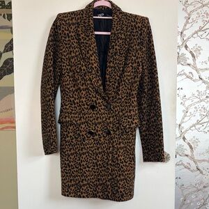 Zara Brown Leopard Print Blazer